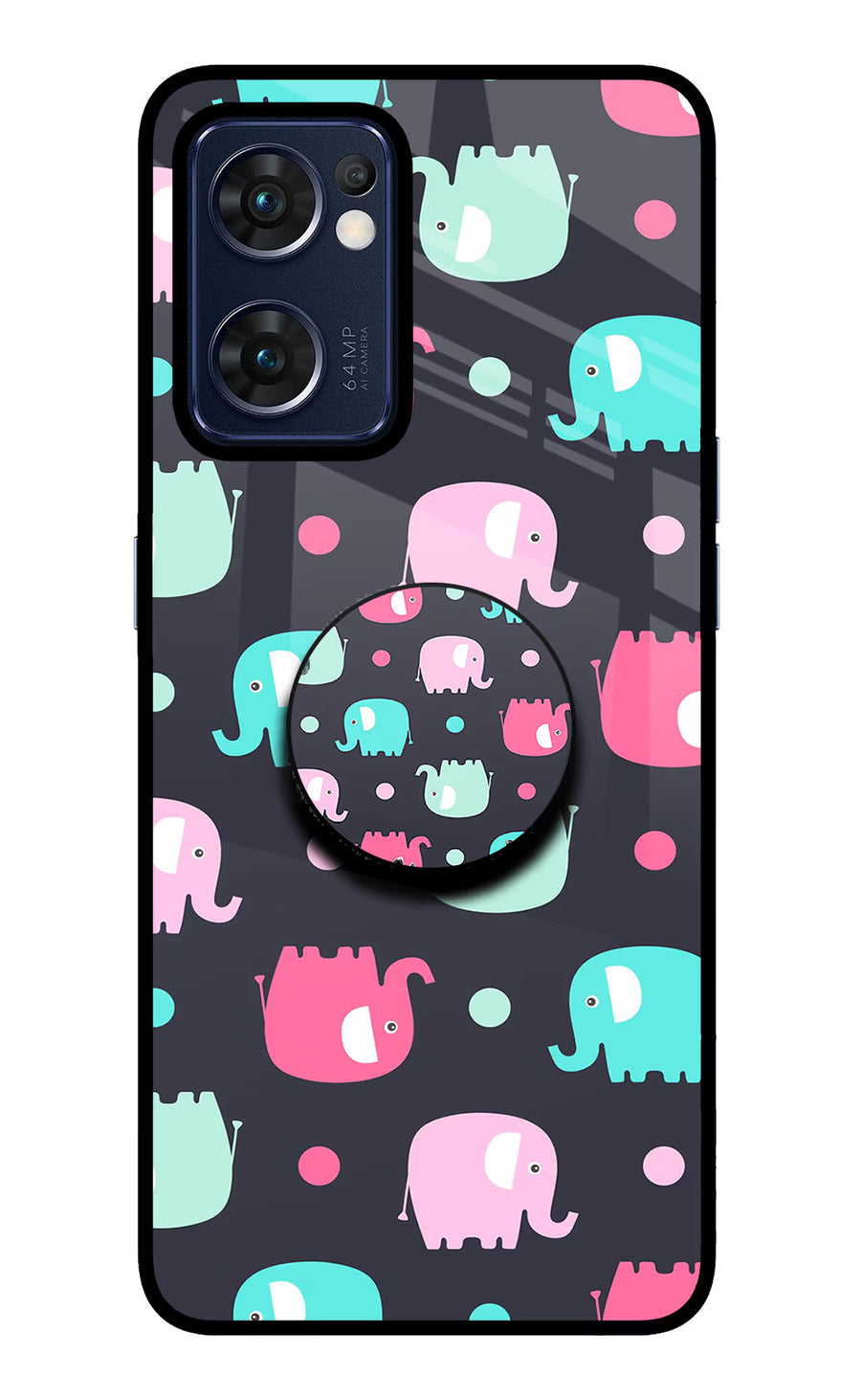 Baby Elephants Oppo Reno7 5G Pop Case, Glass case