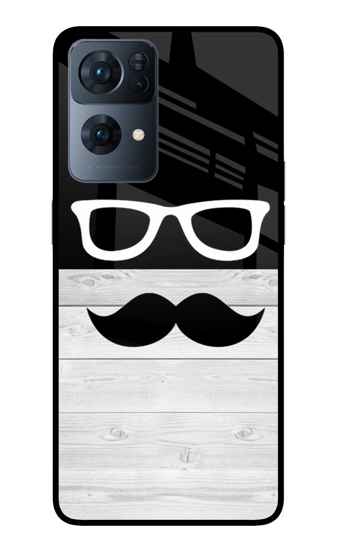 Mustache Oppo Reno7 Pro 5G Glass Case Back Cover by Casekaro