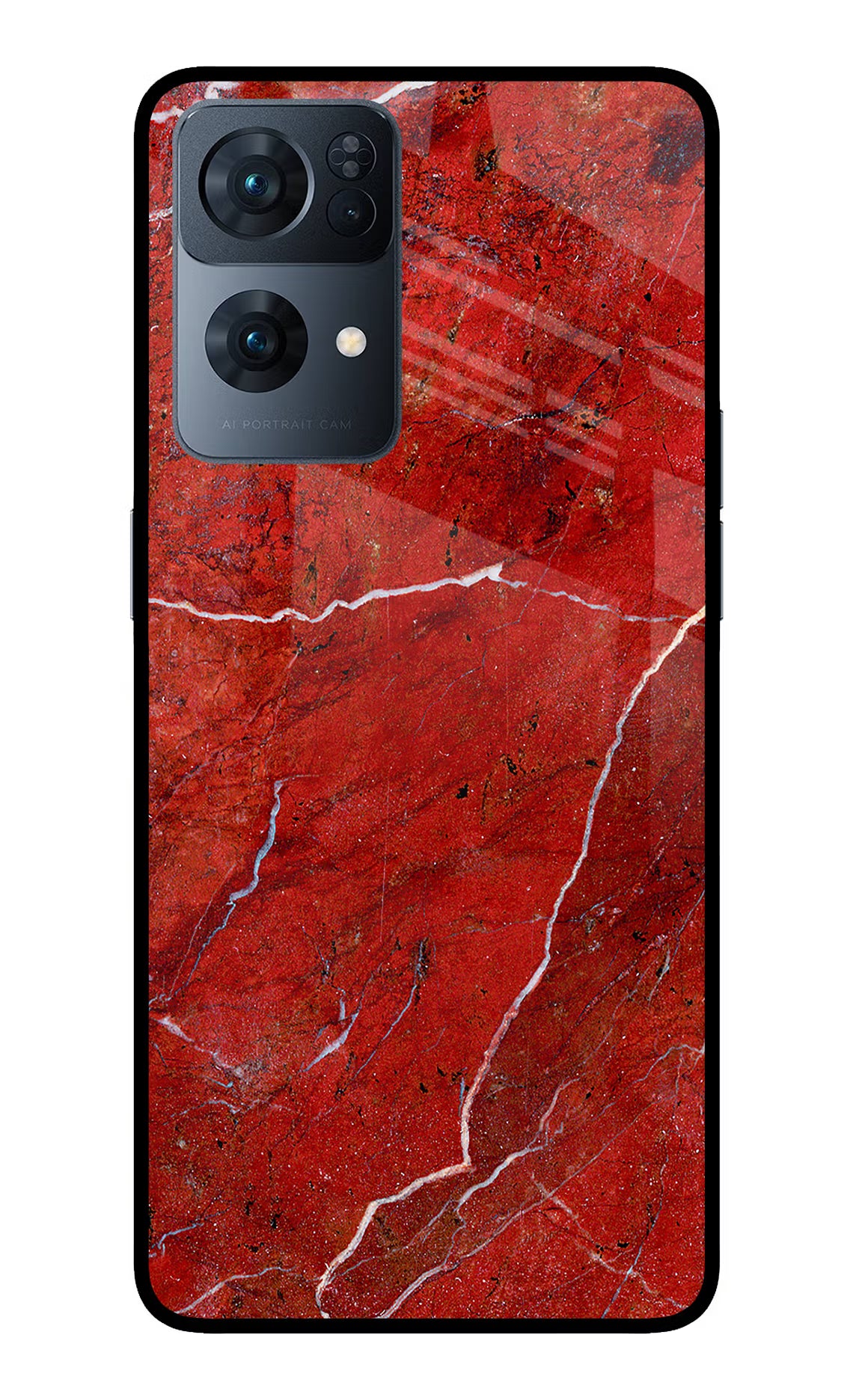 Red Marble Design Oppo Reno7 Pro 5G Glass Case