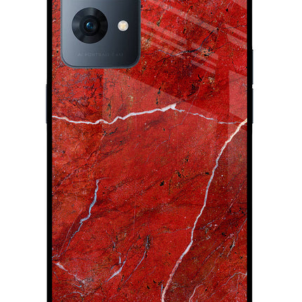 Red Marble Design Oppo Reno7 Pro 5G Glass Case Back Cover by Casekaro