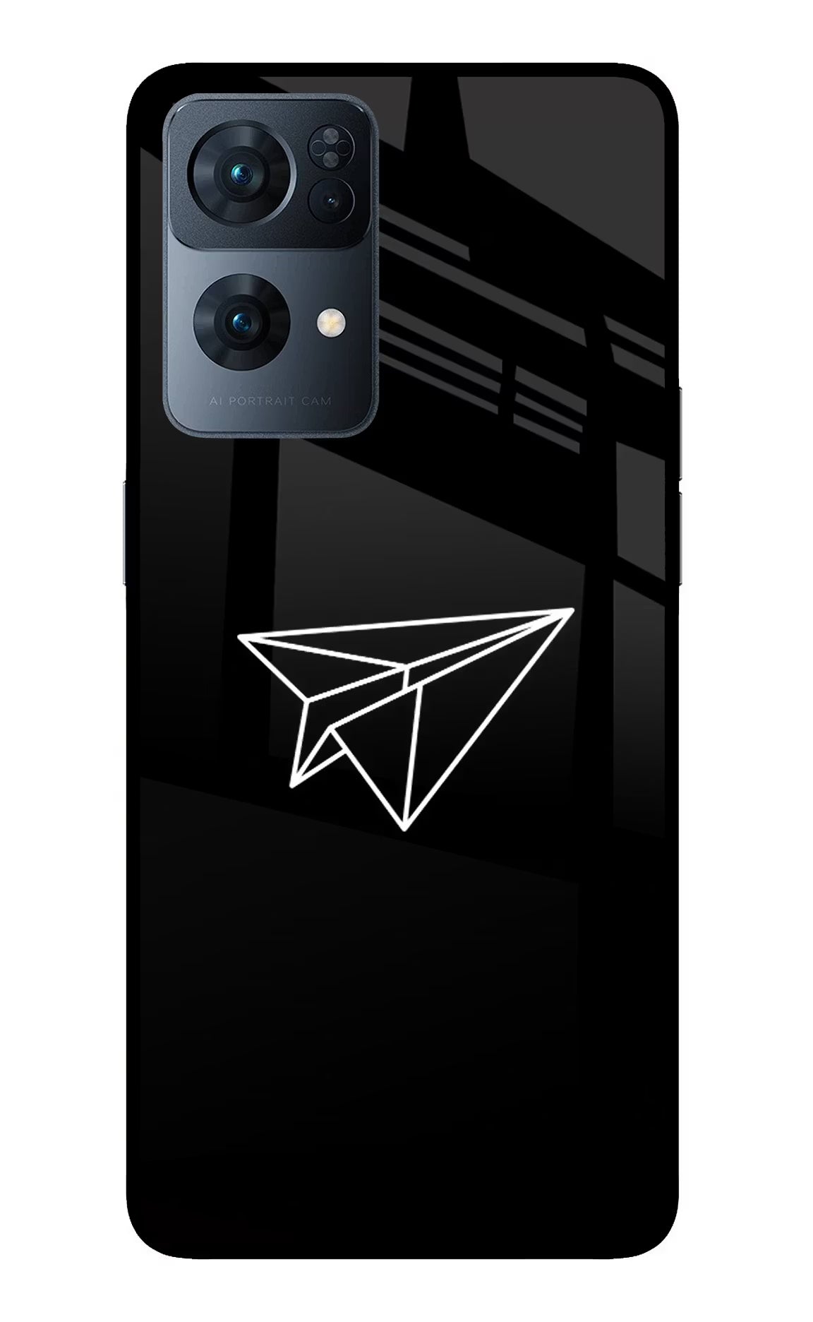 Paper Plane White Oppo Reno7 Pro 5G Glass Case Back Cover by Casekaro