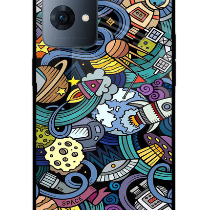 Space Abstract Oppo Reno7 Pro 5G Glass Case Back Cover by Casekaro