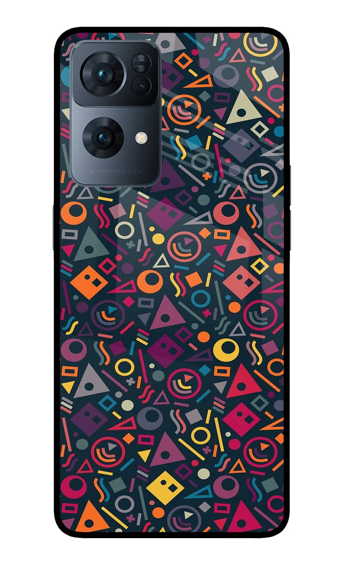 Geometric Abstract Oppo Reno7 Pro 5G Glass Case Back Cover by Casekaro