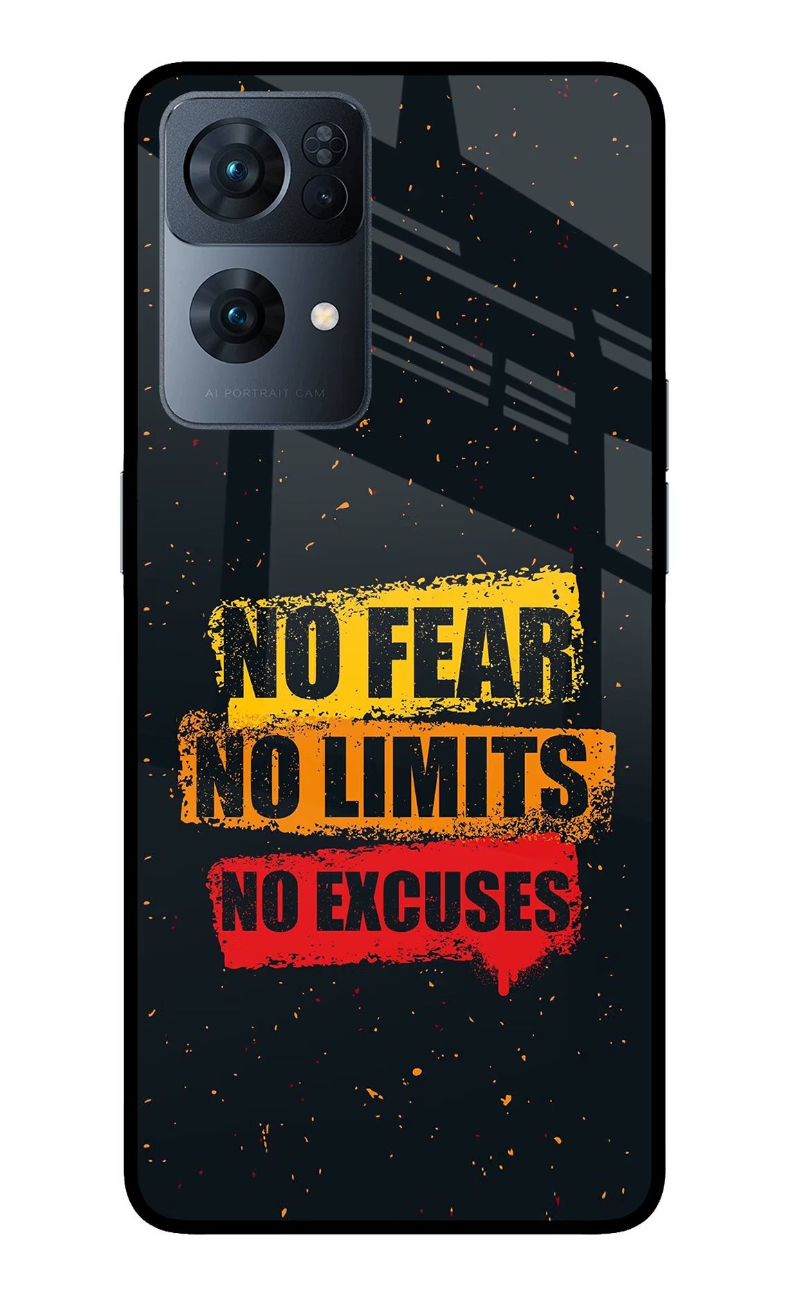 No Fear No Limits No Excuse Oppo Reno7 Pro 5G Glass Case Back Cover by Casekaro