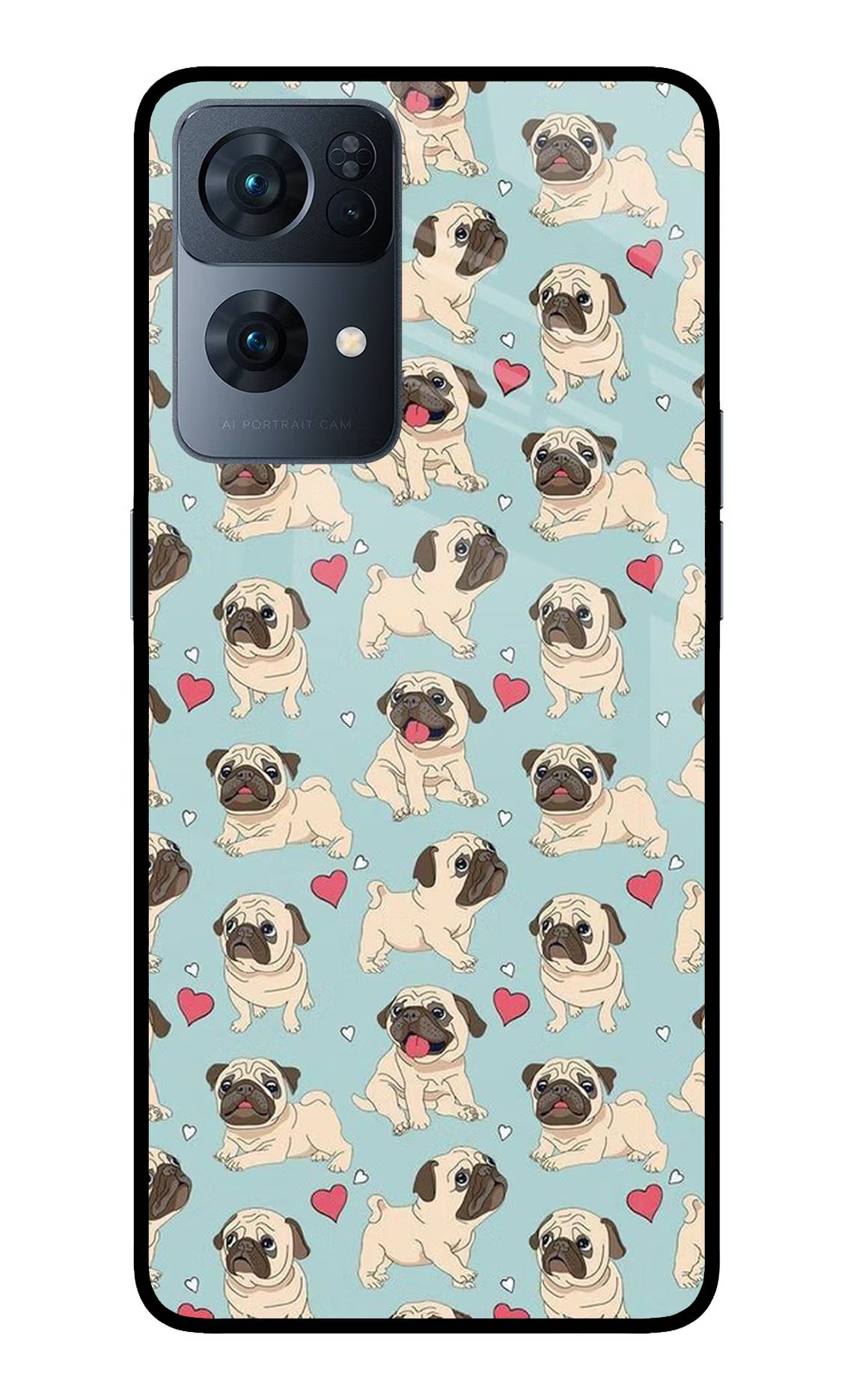 Pug Dog Oppo Reno7 Pro 5G Glass Case Back Cover by Casekaro