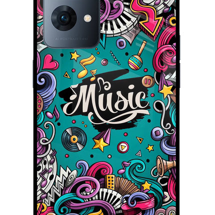 Music Graffiti Oppo Reno7 Pro 5G Glass Case Back Cover by Casekaro