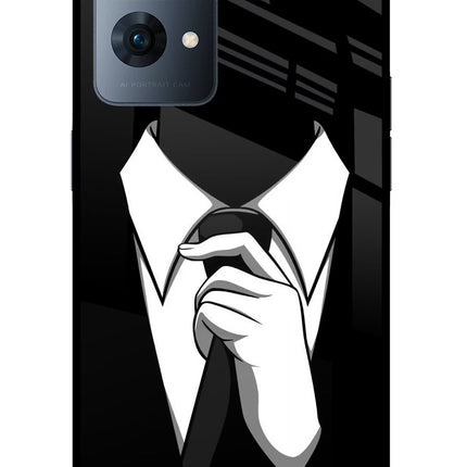 Black Tie Oppo Reno7 Pro 5G Glass Case Back Cover by Casekaro