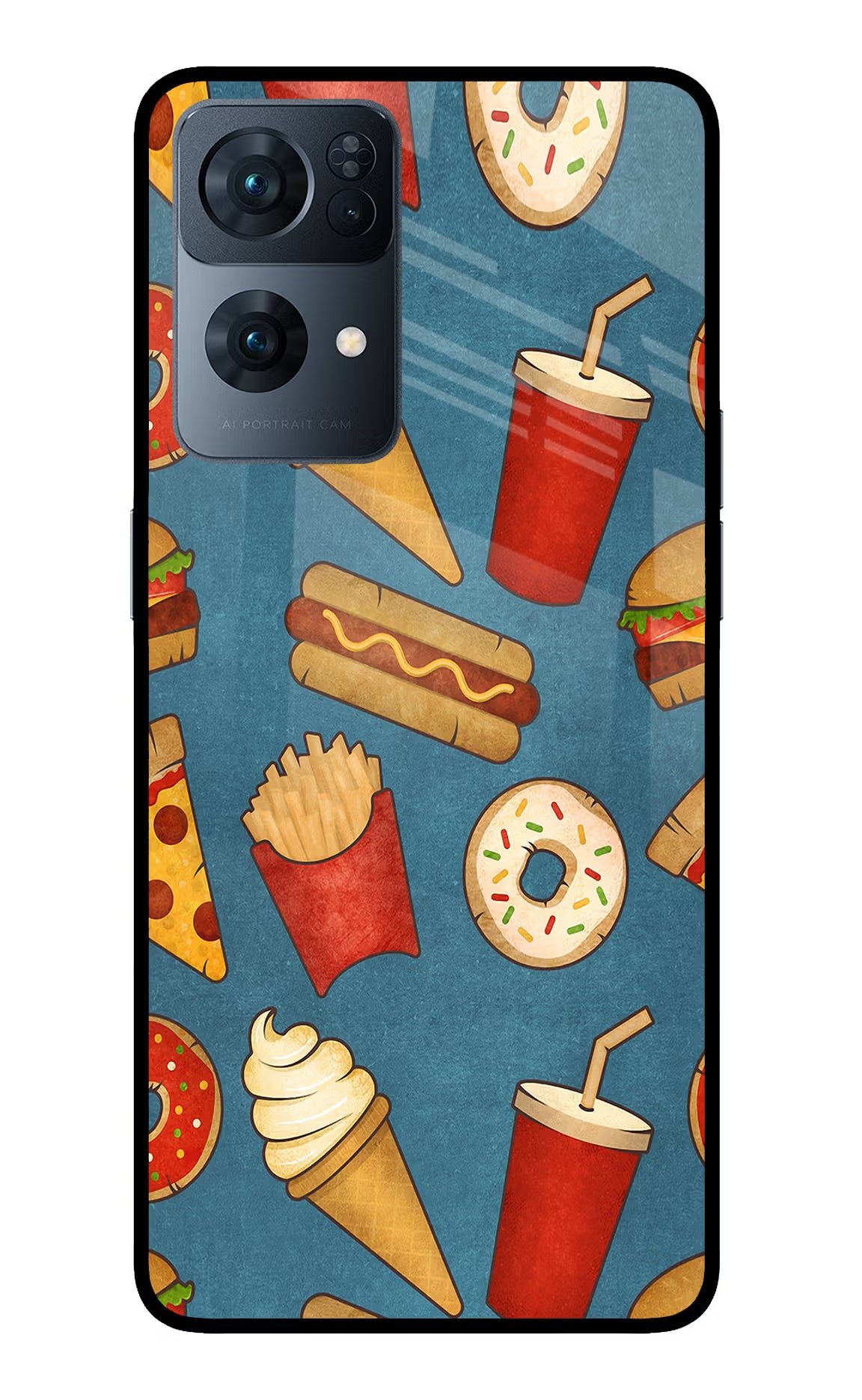 Foodie Oppo Reno7 Pro 5G Glass Case Back Cover by Casekaro