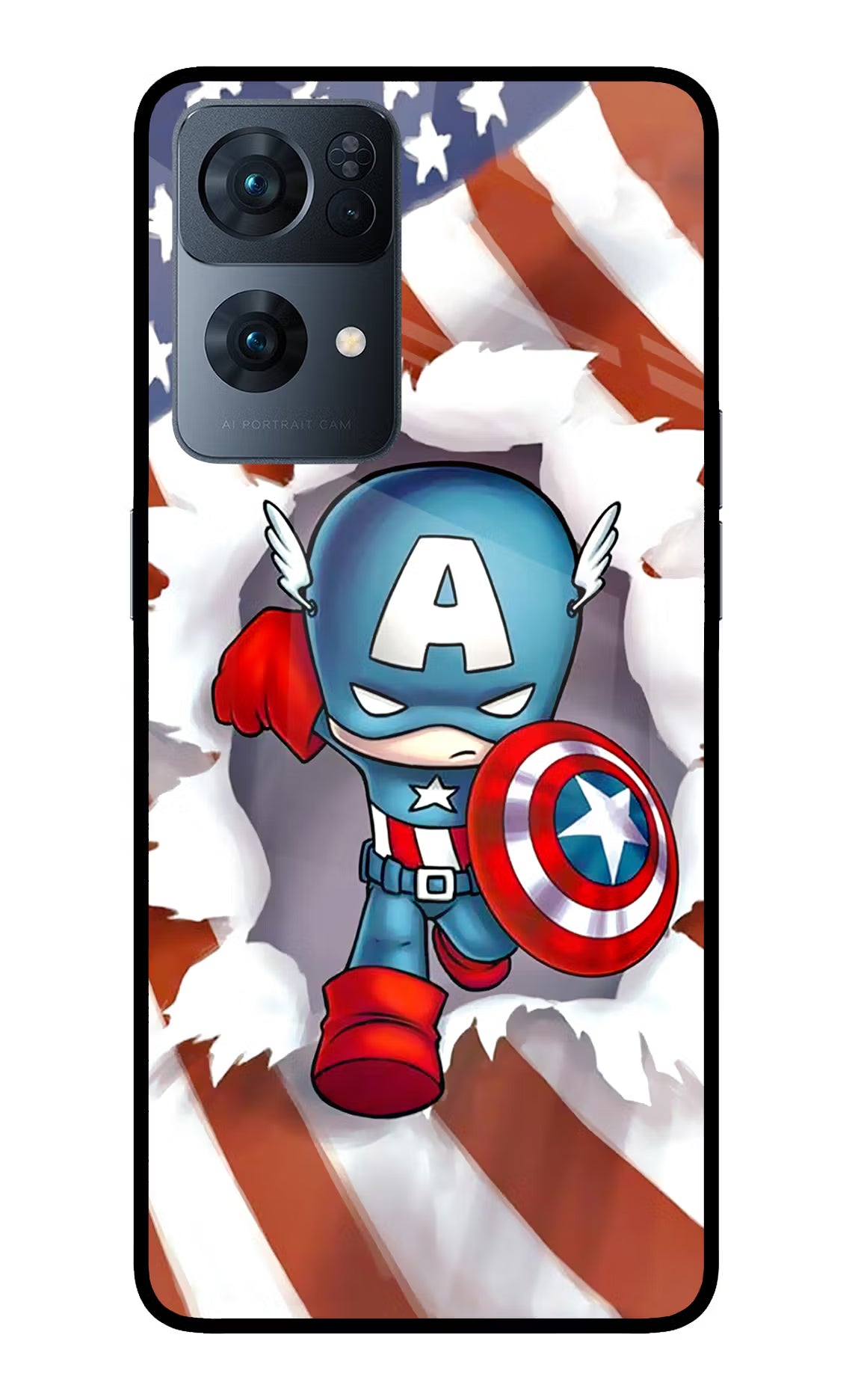 Captain America Oppo Reno7 Pro 5G Glass Case Back Cover by Casekaro