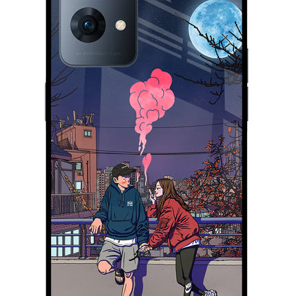 Chilling Couple Oppo Reno7 Pro 5G Glass Case Back Cover by Casekaro