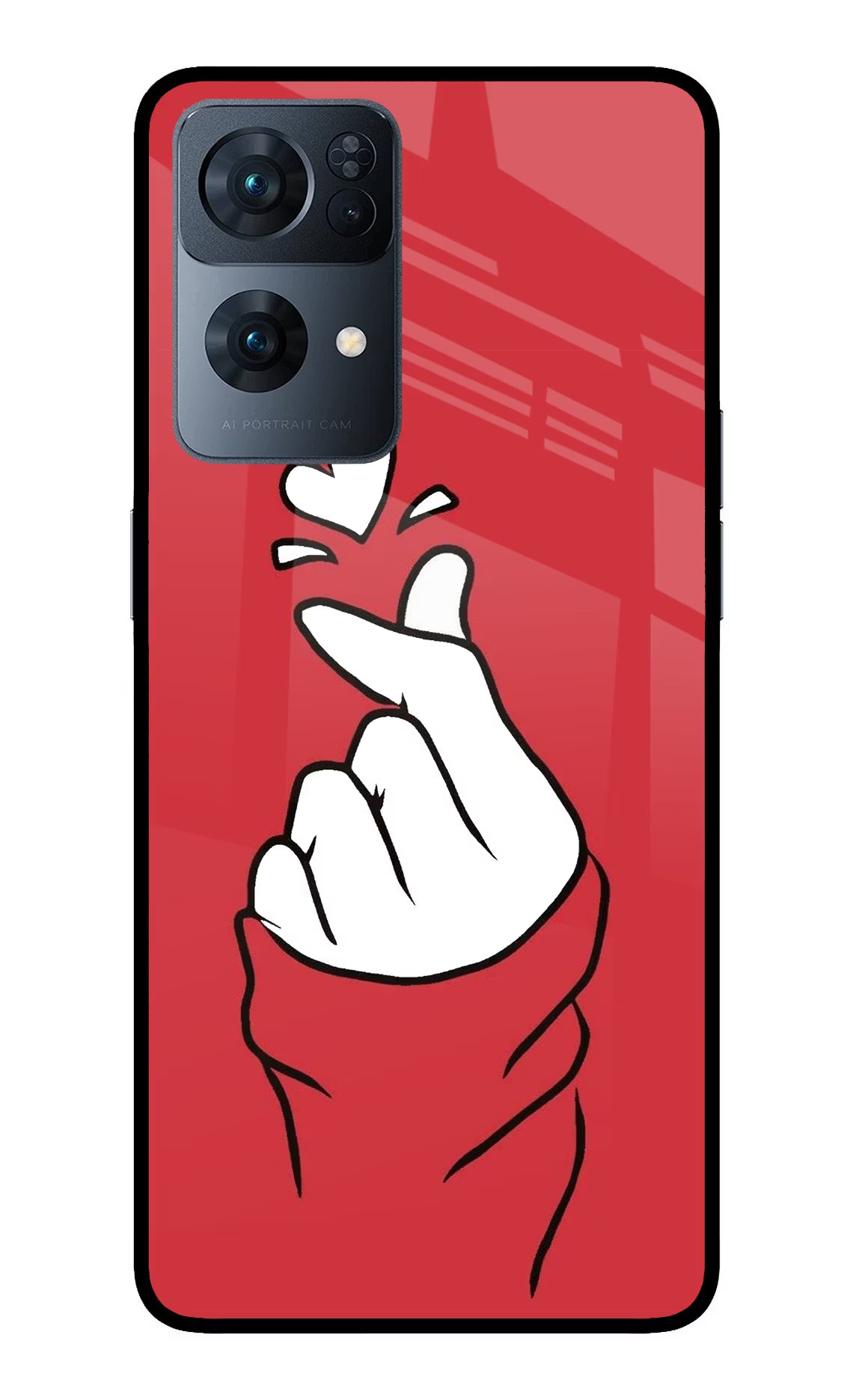 Korean Love Sign Oppo Reno7 Pro 5G Glass Case Back Cover by Casekaro