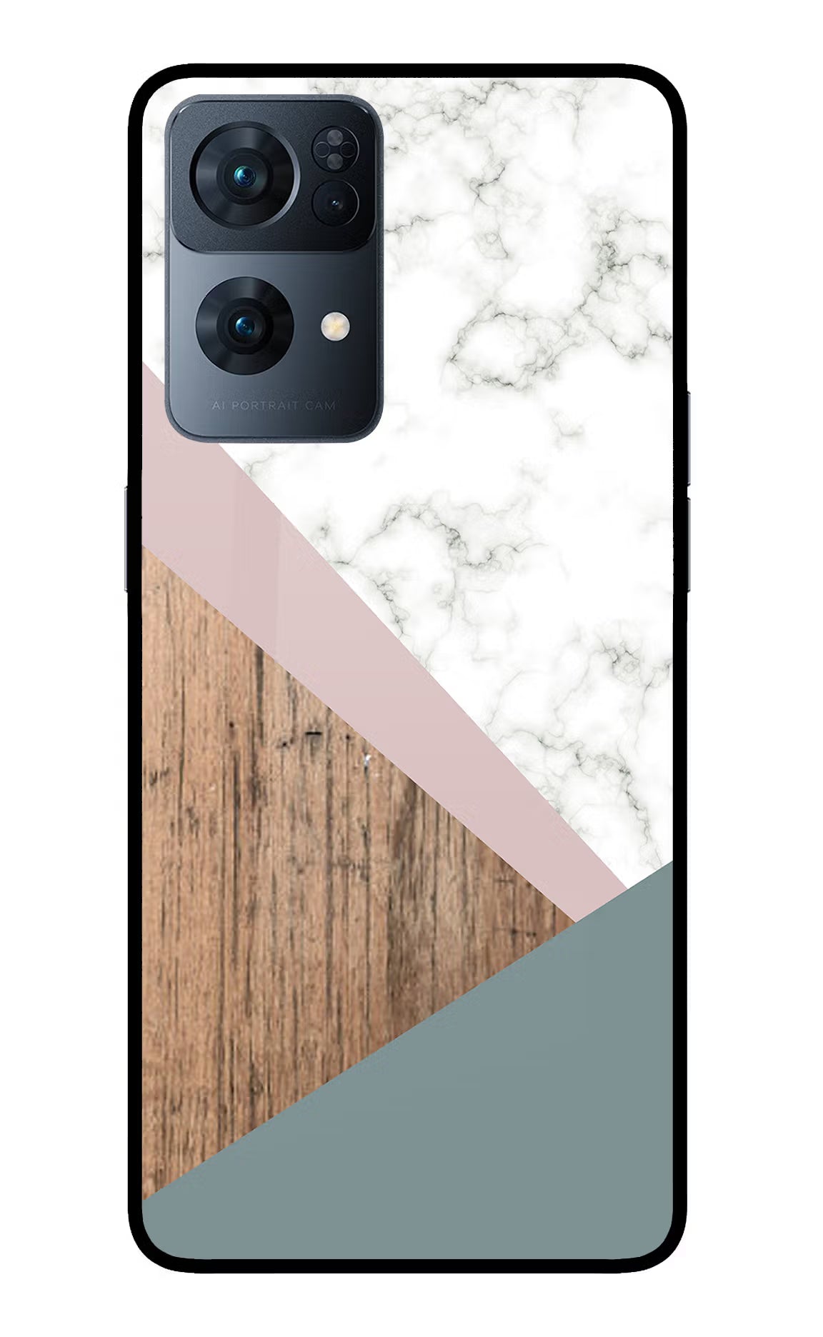 Marble wood Abstract Oppo Reno7 Pro 5G Glass Case Back Cover by Casekaro