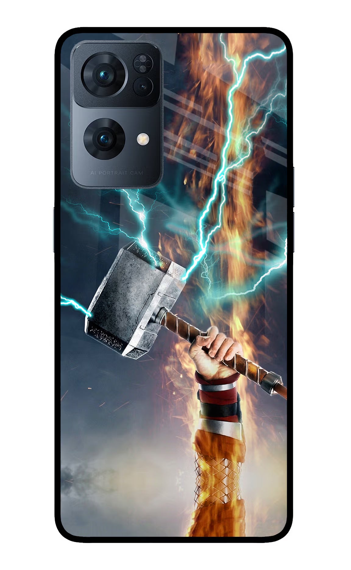 Thor Hammer Mjolnir Oppo Reno7 Pro 5G Glass Case Back Cover by Casekaro