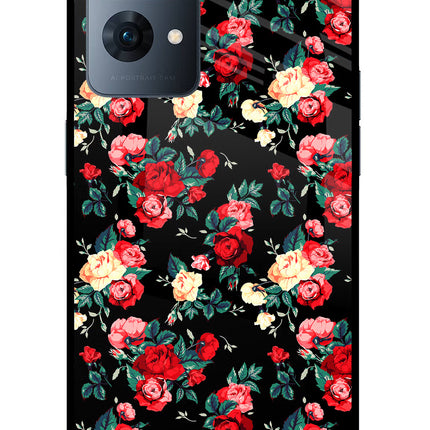Rose Pattern Oppo Reno7 Pro 5G Glass Case Back Cover by Casekaro