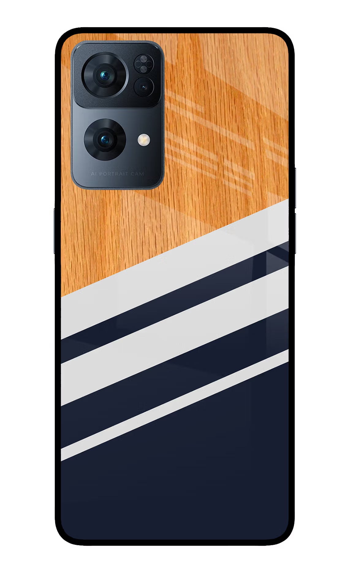 Blue and white wooden Oppo Reno7 Pro 5G Glass Case