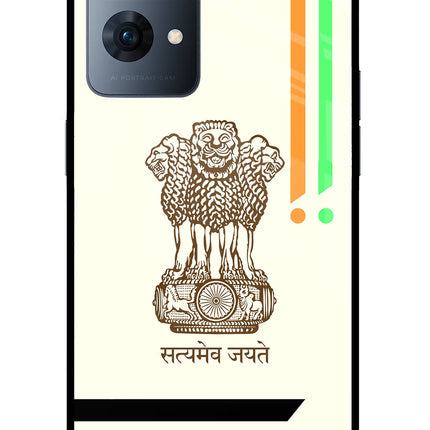 Satyamev Jayate Brown Logo Oppo Reno7 Pro 5G Glass Case Back Cover by Casekaro