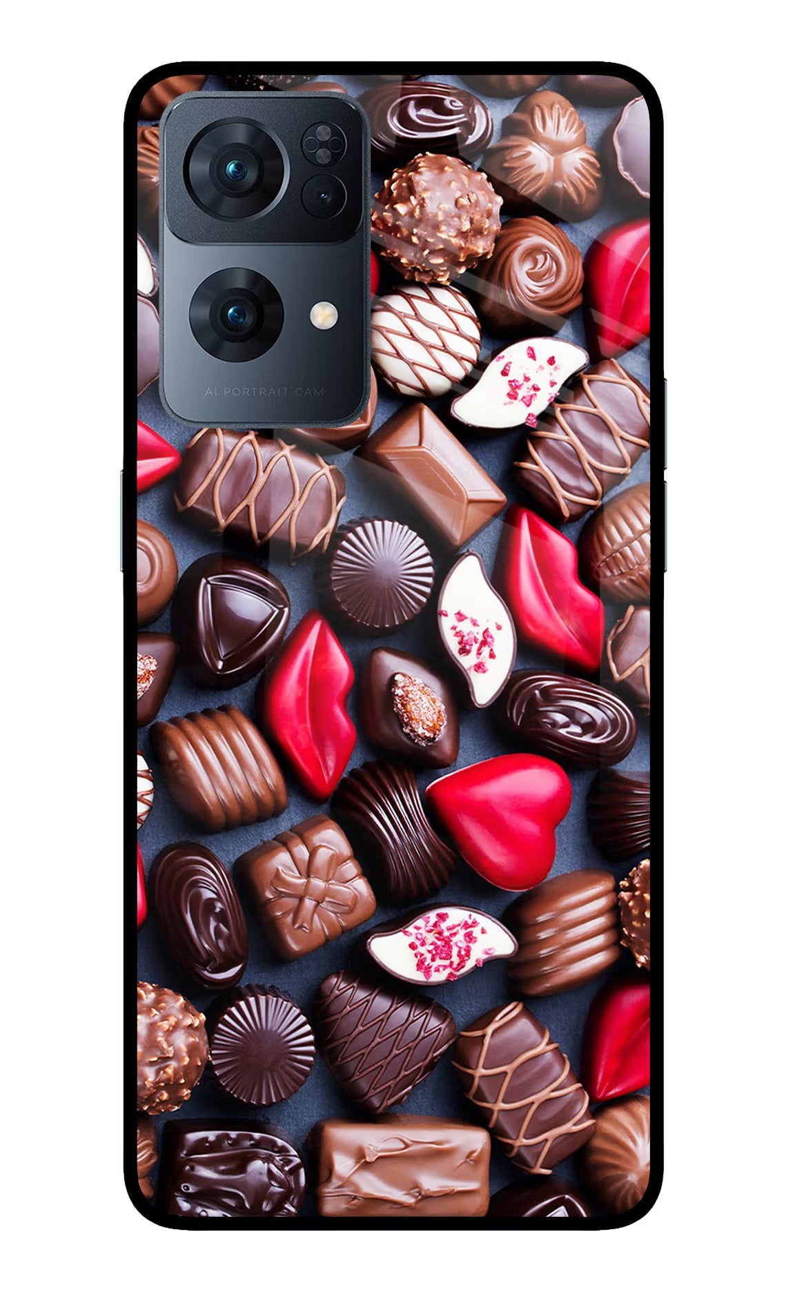 Chocolates Oppo Reno7 Pro 5G Glass Case Back Cover by Casekaro