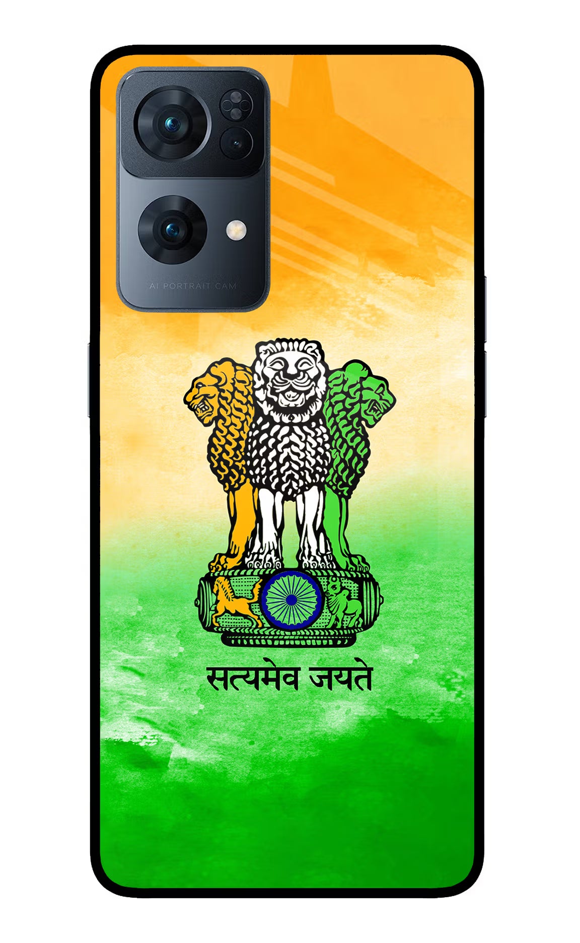Satyamev Jayate Flag Oppo Reno7 Pro 5G Glass Case Back Cover by Casekaro