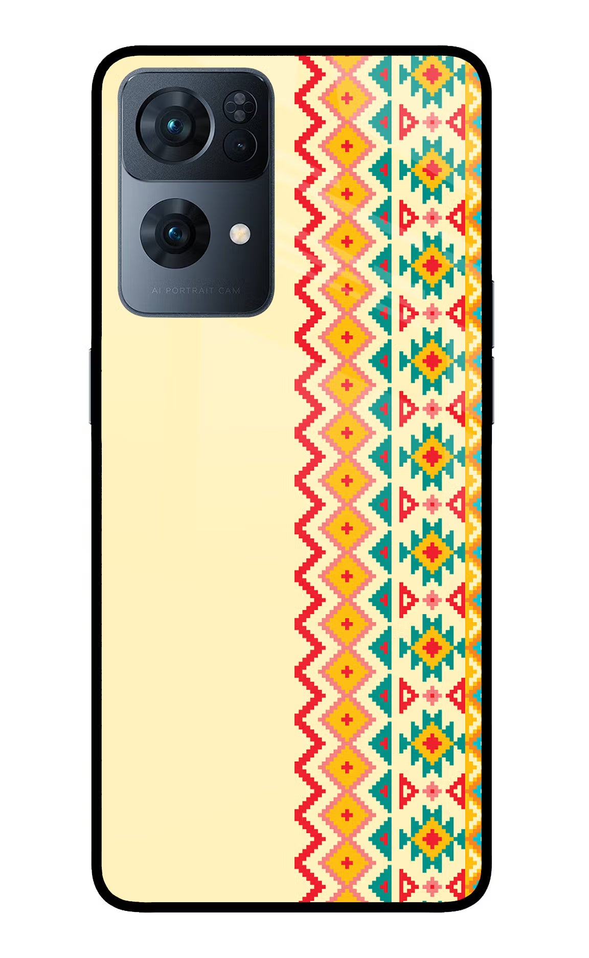 Ethnic Seamless Oppo Reno7 Pro 5G Glass Case Back Cover by Casekaro