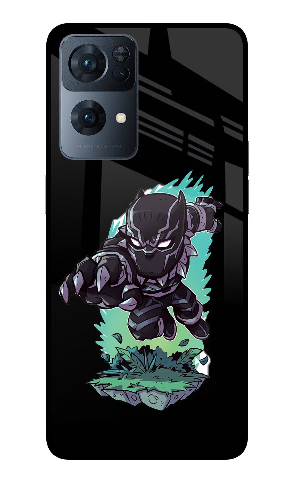 Black Panther Oppo Reno7 Pro 5G Glass Case Back Cover by Casekaro