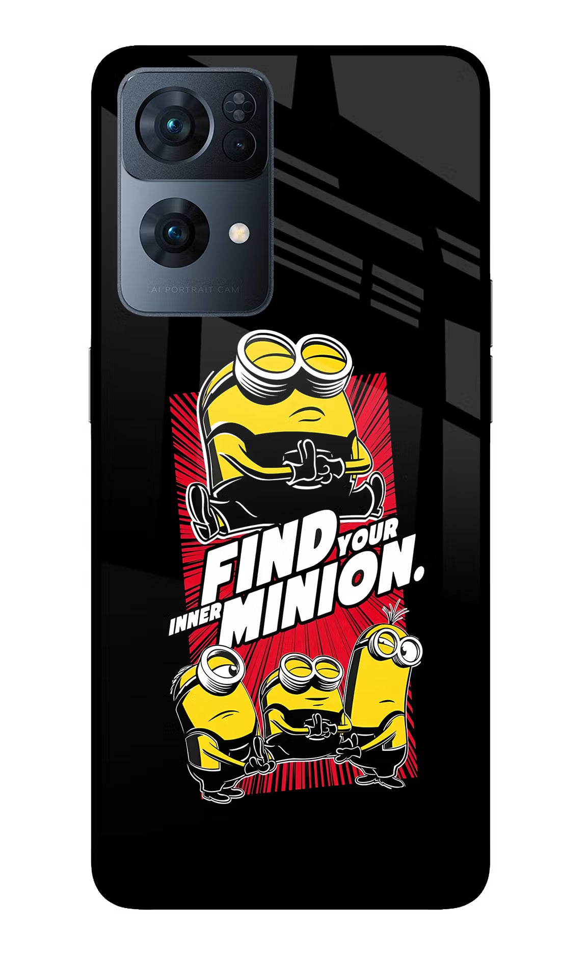 Find your inner Minion Oppo Reno7 Pro 5G Glass Case Back Cover by Casekaro