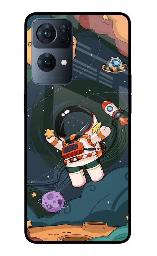 Cartoon Astronaut Oppo Reno7 Pro 5G Glass Case