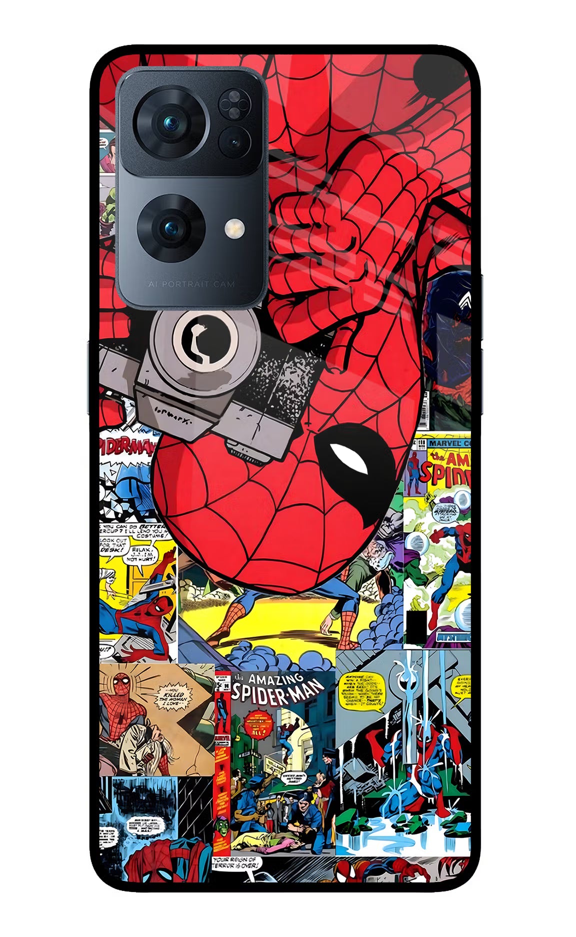 Spider Man Oppo Reno7 Pro 5G Glass Case Back Cover by Casekaro