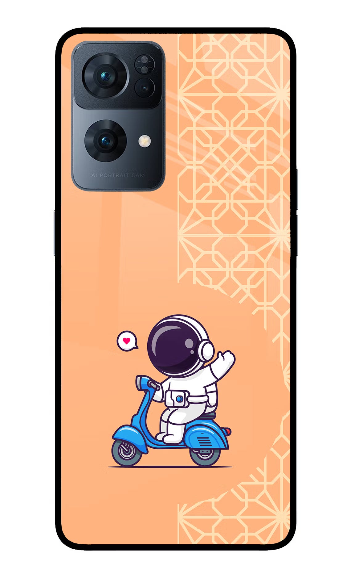 Cute Astronaut Riding Oppo Reno7 Pro 5G Glass Case Back Cover by Casekaro