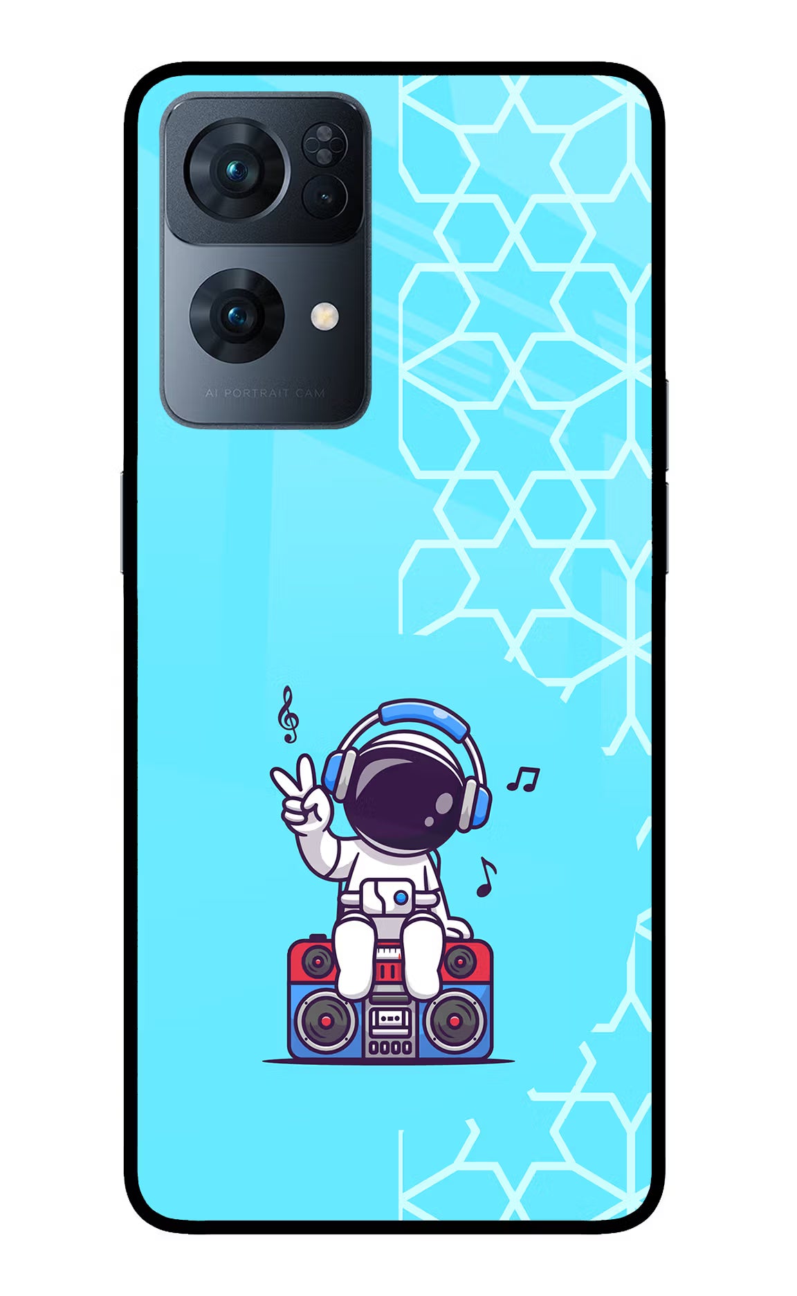Cute Astronaut Chilling Oppo Reno7 Pro 5G Glass Case Back Cover by Casekaro