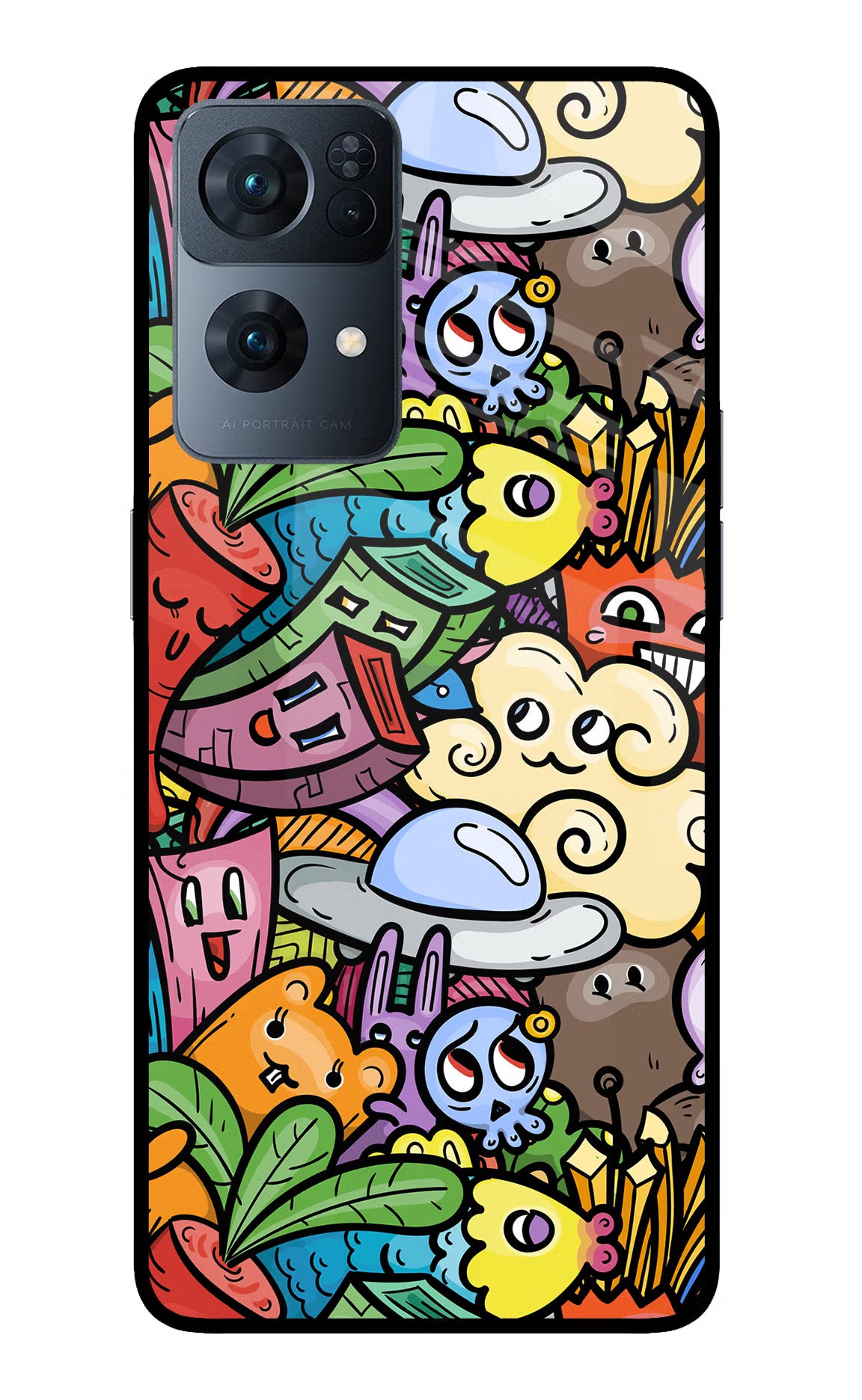 Veggie Doodle Oppo Reno7 Pro 5G Glass Case Back Cover by Casekaro