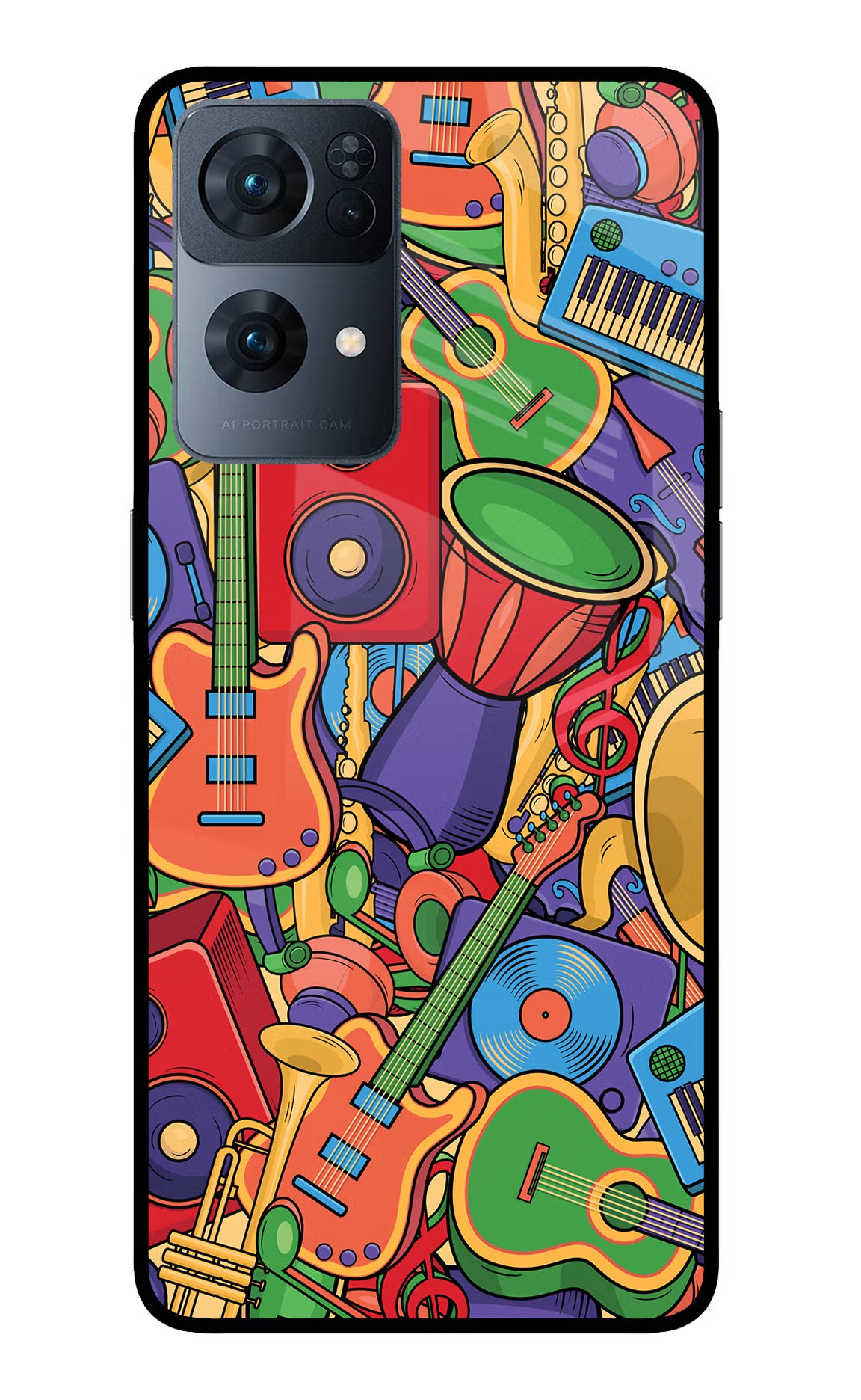 Music Instrument Doodle Oppo Reno7 Pro 5G Glass Case Back Cover by Casekaro