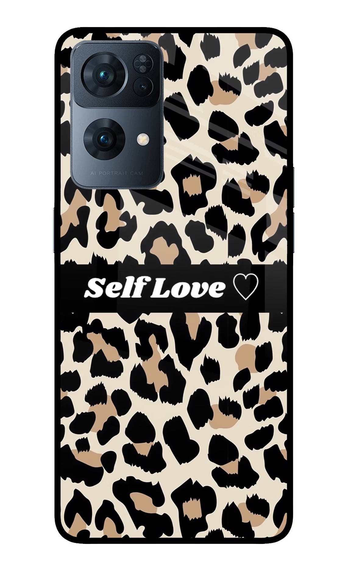 Leopard Print Self Love Oppo Reno7 Pro 5G Glass Case Back Cover by Casekaro