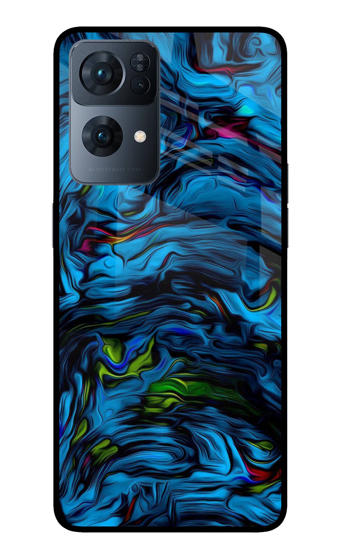 Dark Blue Abstract Oppo Reno7 Pro 5G Glass Case Back Cover by Casekaro