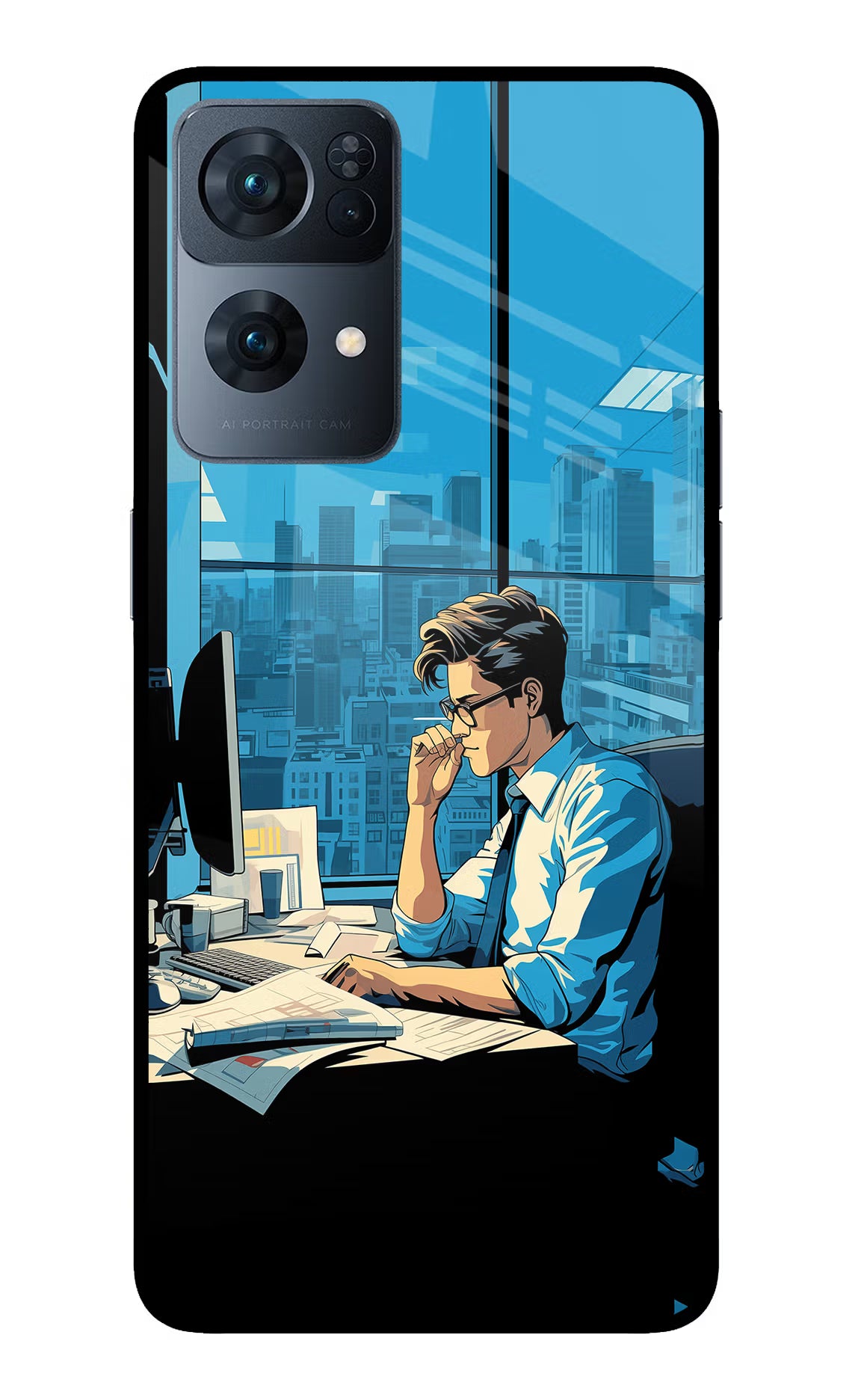 Focused Hustler (AI Generated) Oppo Reno7 Pro 5G Glass Case