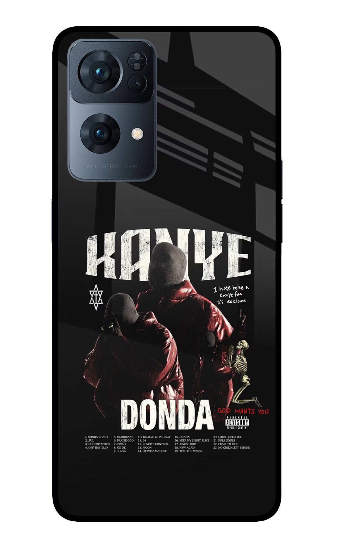 Donda Kanye West Oppo Reno7 Pro 5G Glass Case Back Cover by Casekaro