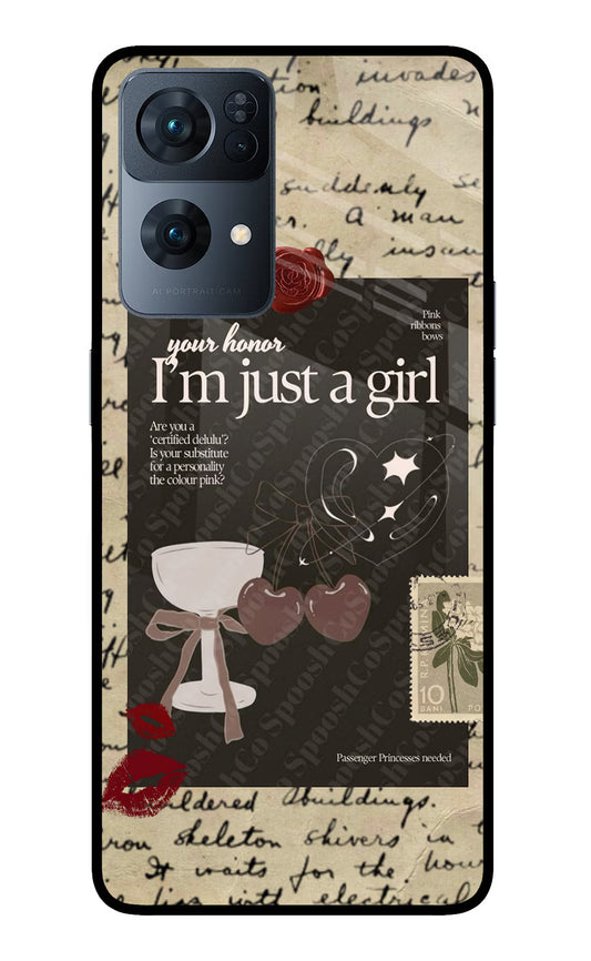 I am just a girl Oppo Reno7 Pro 5G Glass Case