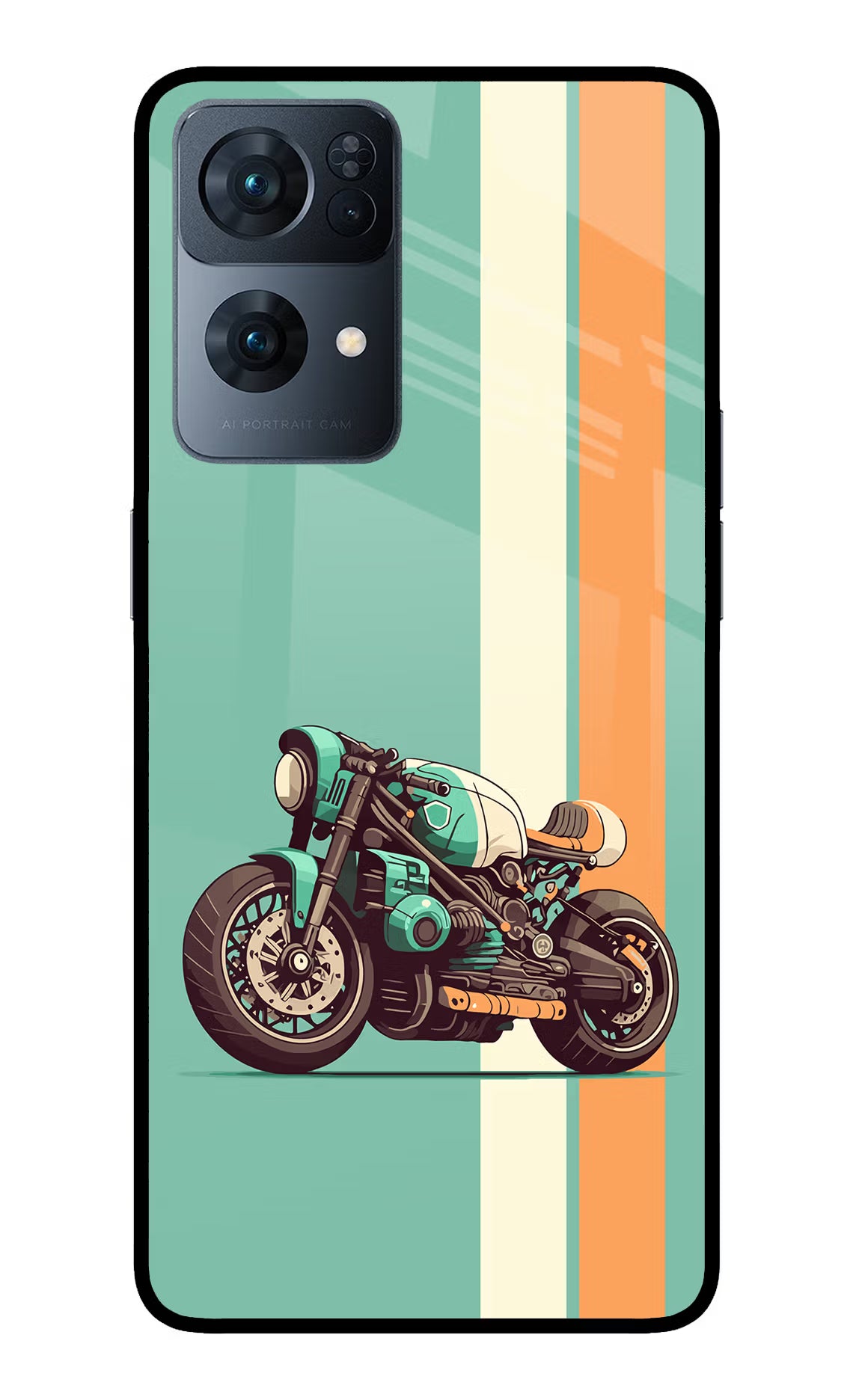Striped Moto Drift Oppo Reno7 Pro 5G Glass Case Back Cover by Casekaro