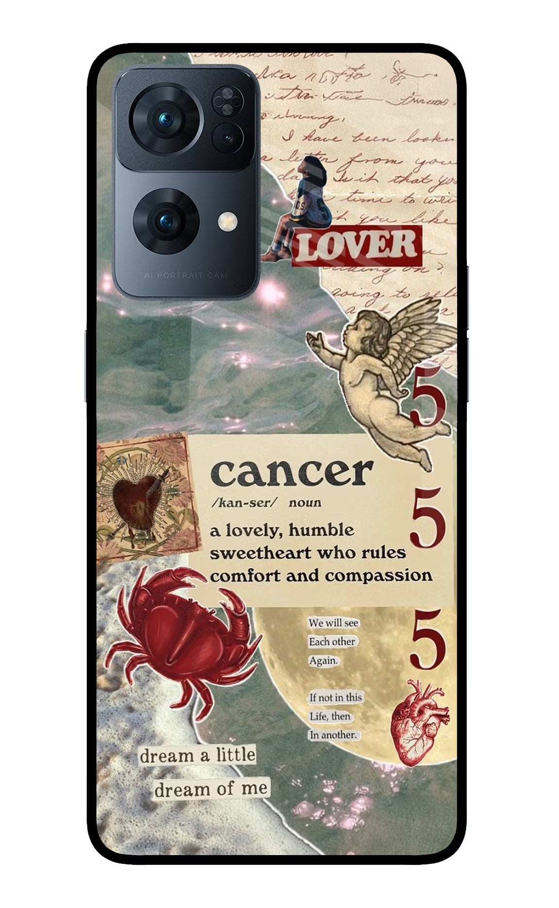 Cancer Zodiac Oppo Reno7 Pro 5G Glass Case Back Cover by Casekaro