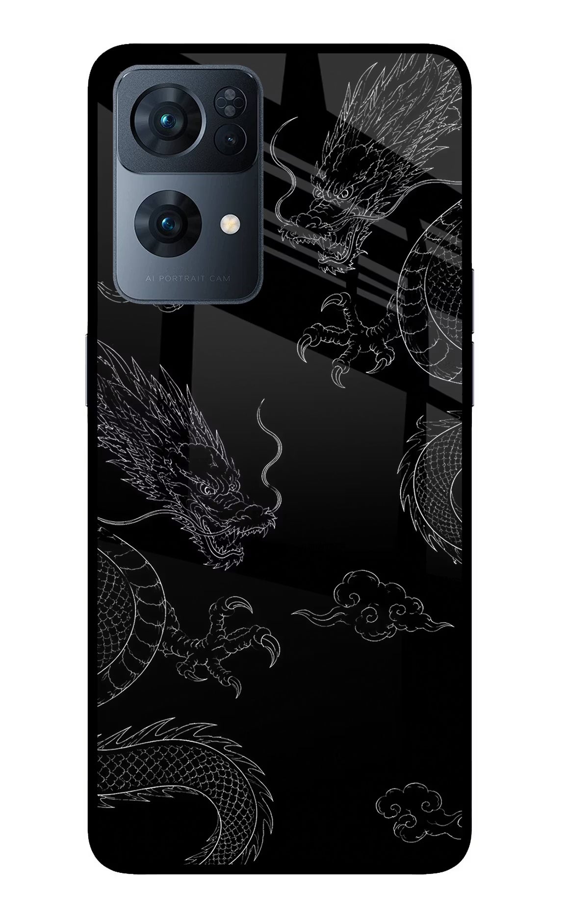 Twin Dragons Oppo Reno7 Pro 5G Glass Case Back Cover by Casekaro