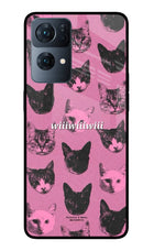 Pink Cats Oppo Reno7 Pro 5G Glass Case Back Cover by Casekaro