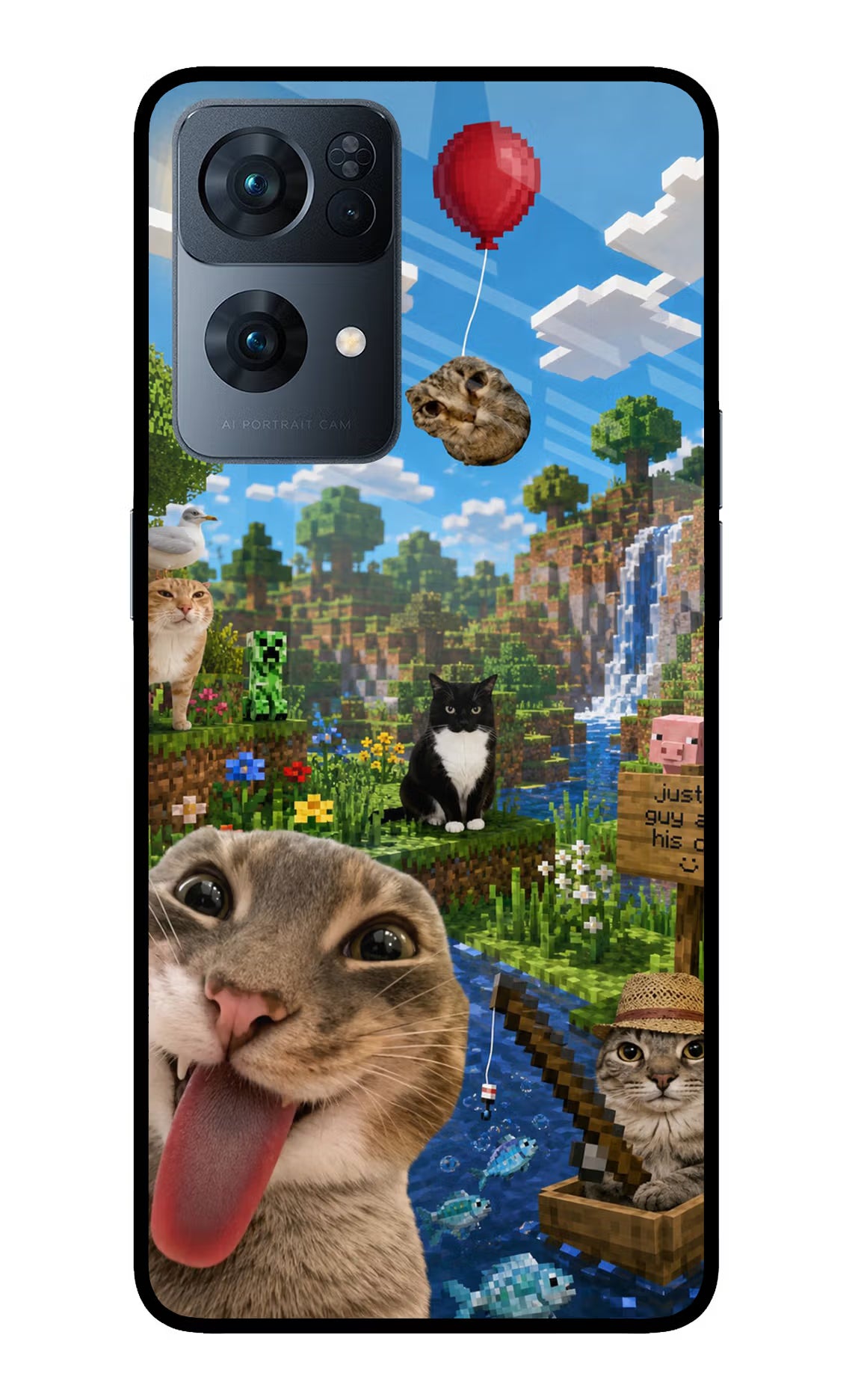 Minecraft Cat Chaos Oppo Reno7 Pro 5G Glass Case