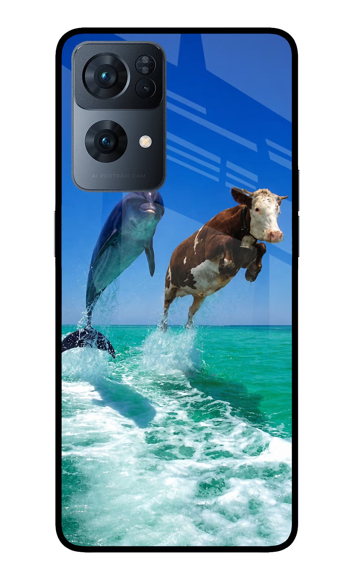 Dolphin vs Cow Oppo Reno7 Pro 5G Glass Case