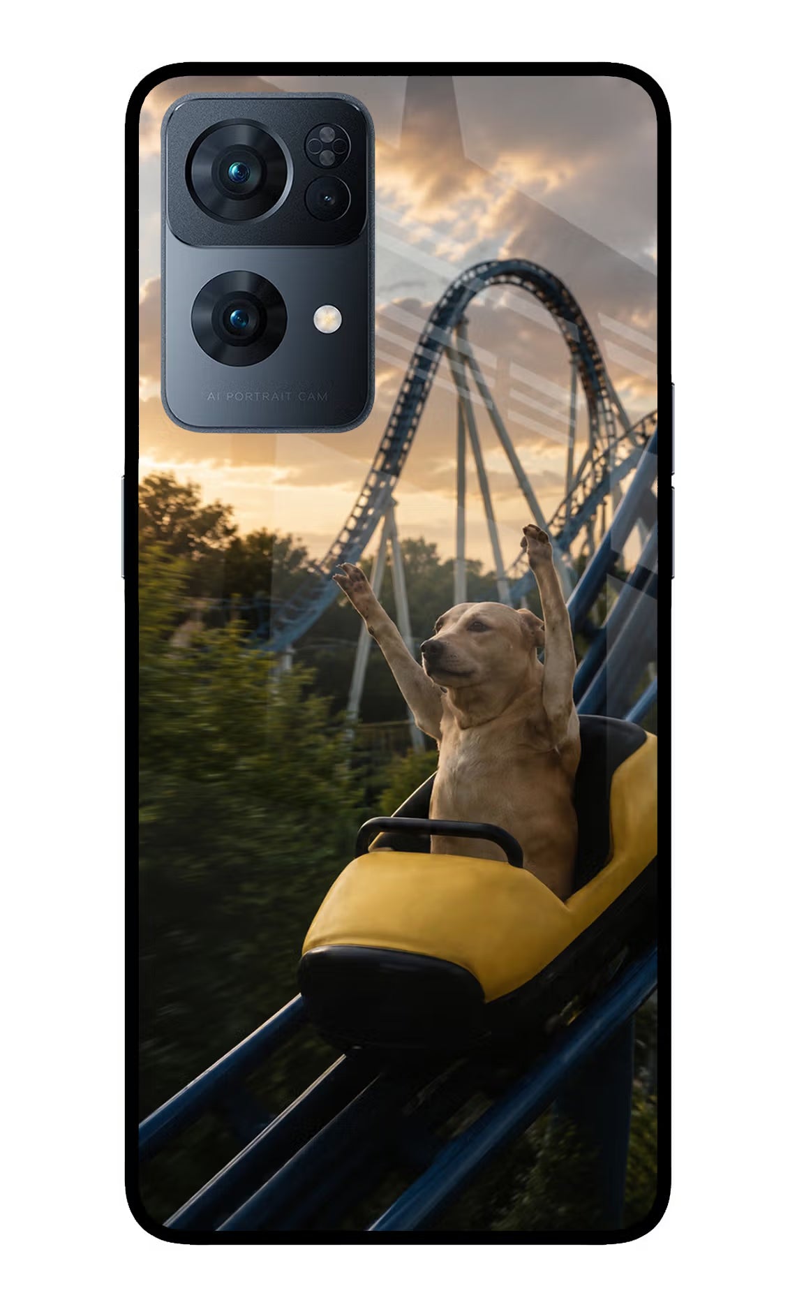 Rollercoaster Dog Oppo Reno7 Pro 5G Glass Case