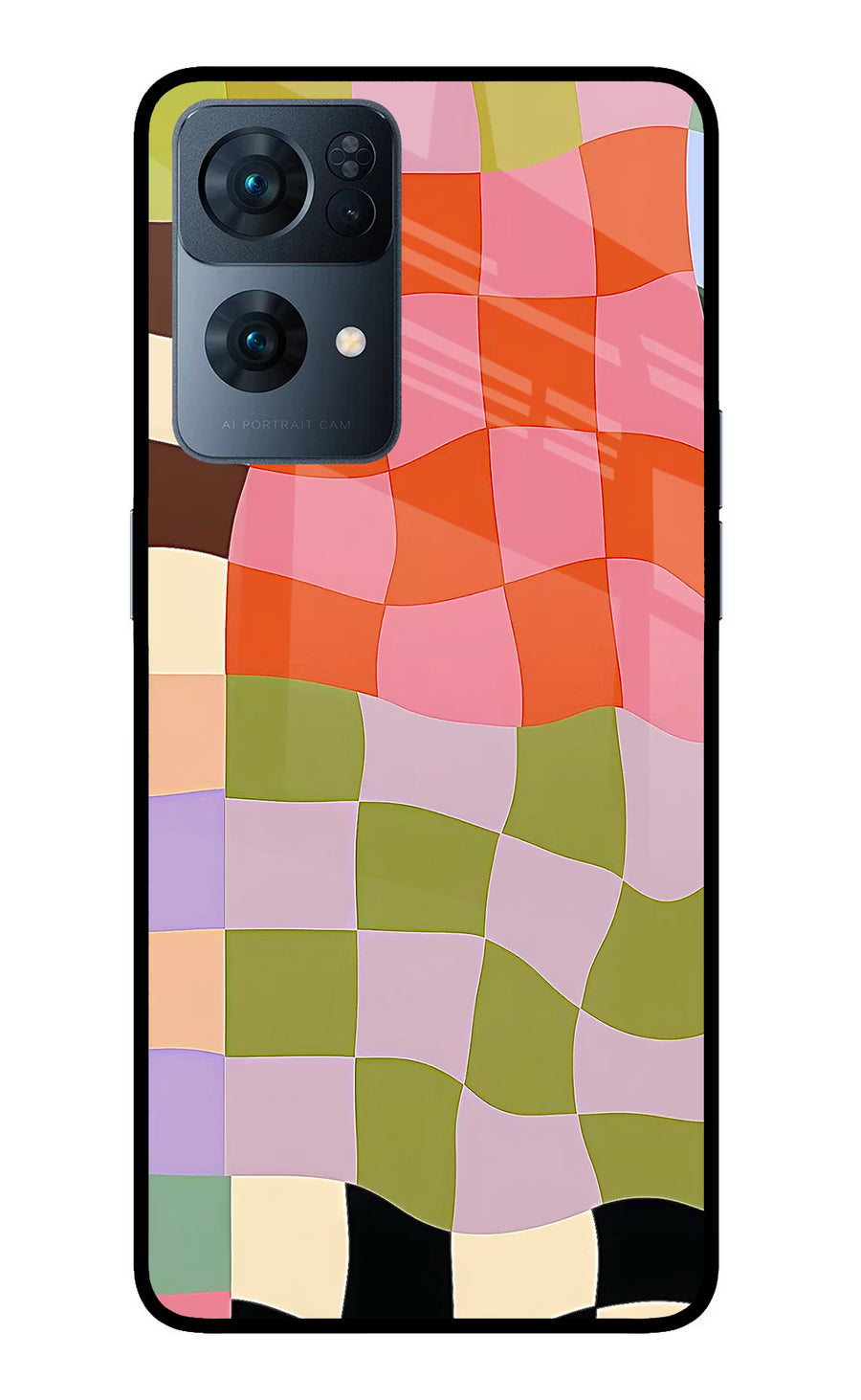 Wavy Grid Oppo Reno7 Pro 5G Back Cover, Glass case