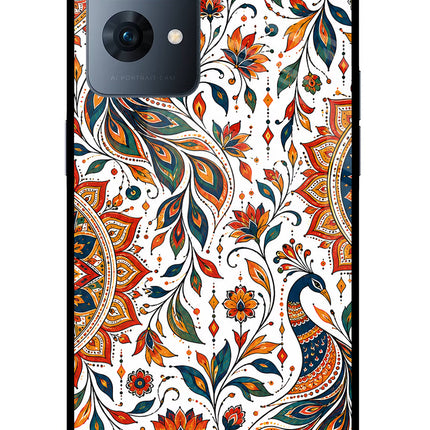 White Mayura Oppo Reno7 Pro 5G Glass Case