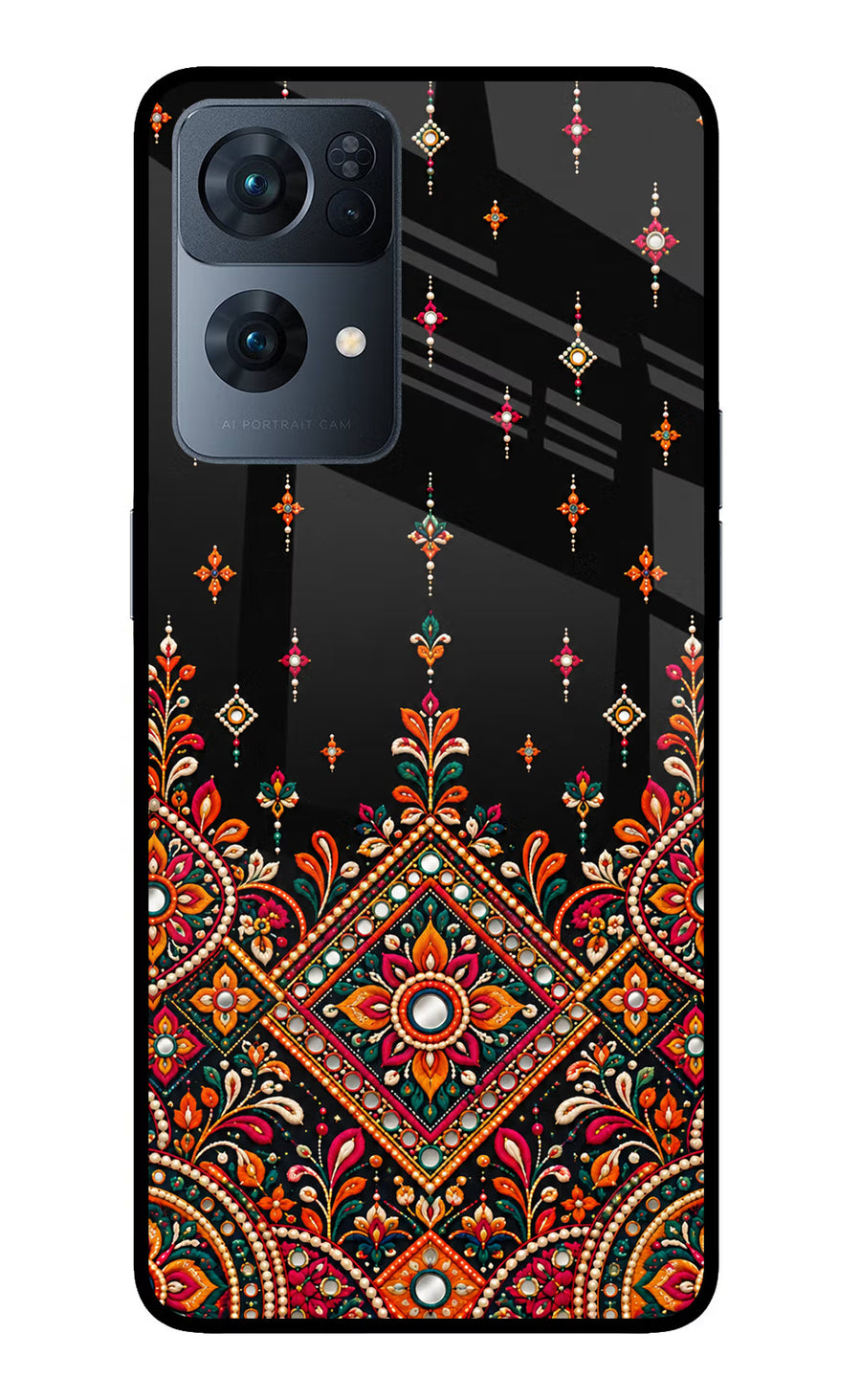 Noir Mehfil Oppo Reno7 Pro 5G Back Cover, Glass case