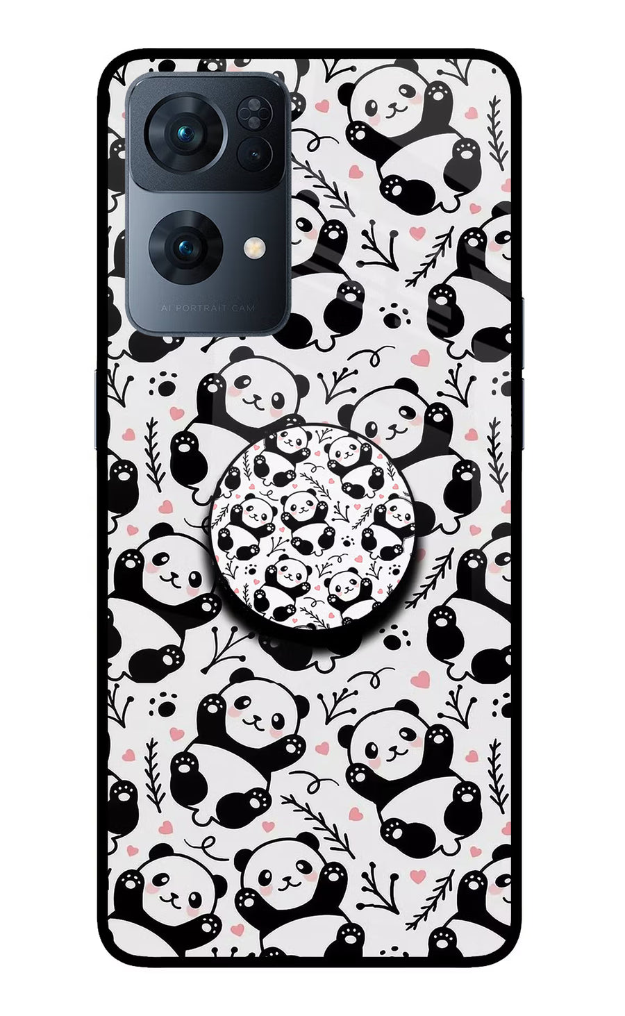 Cute Panda Oppo Reno7 Pro 5G Pop Case, Glass case