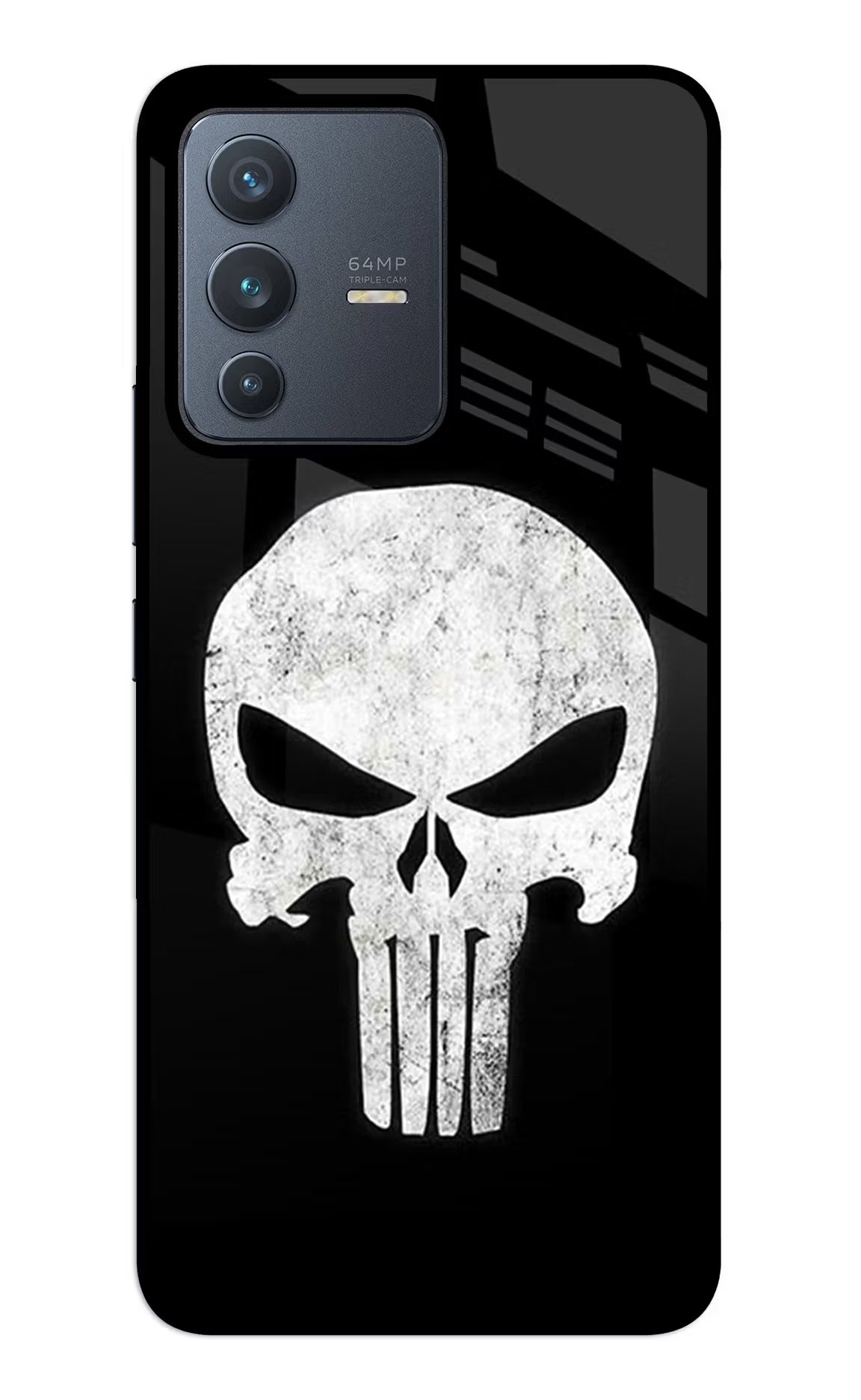 Punisher Skull Vivo V23 5G Glass Case Back Cover by Casekaro
