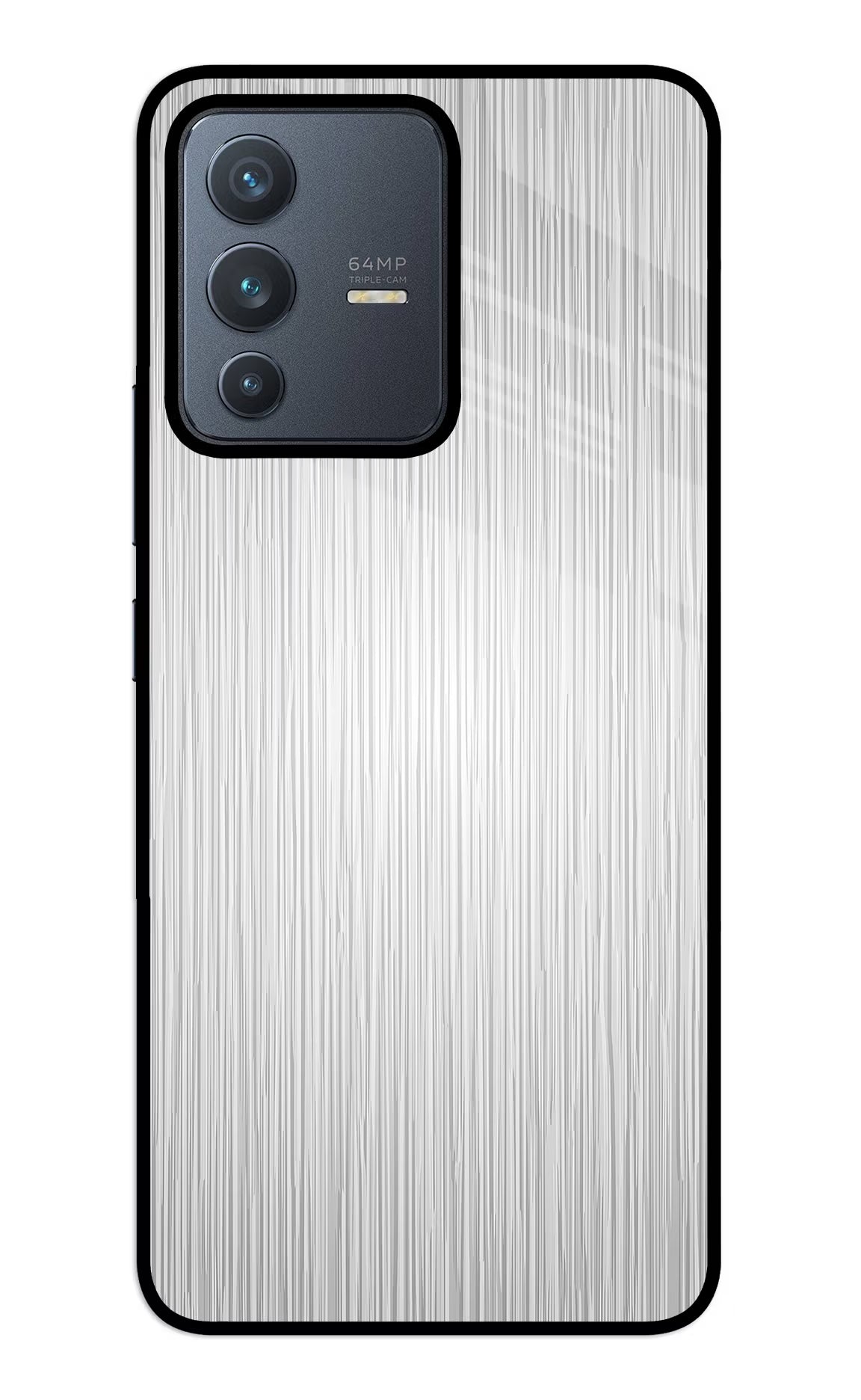 Wooden Grey Texture Vivo V23 5G Glass Case Back Cover by Casekaro