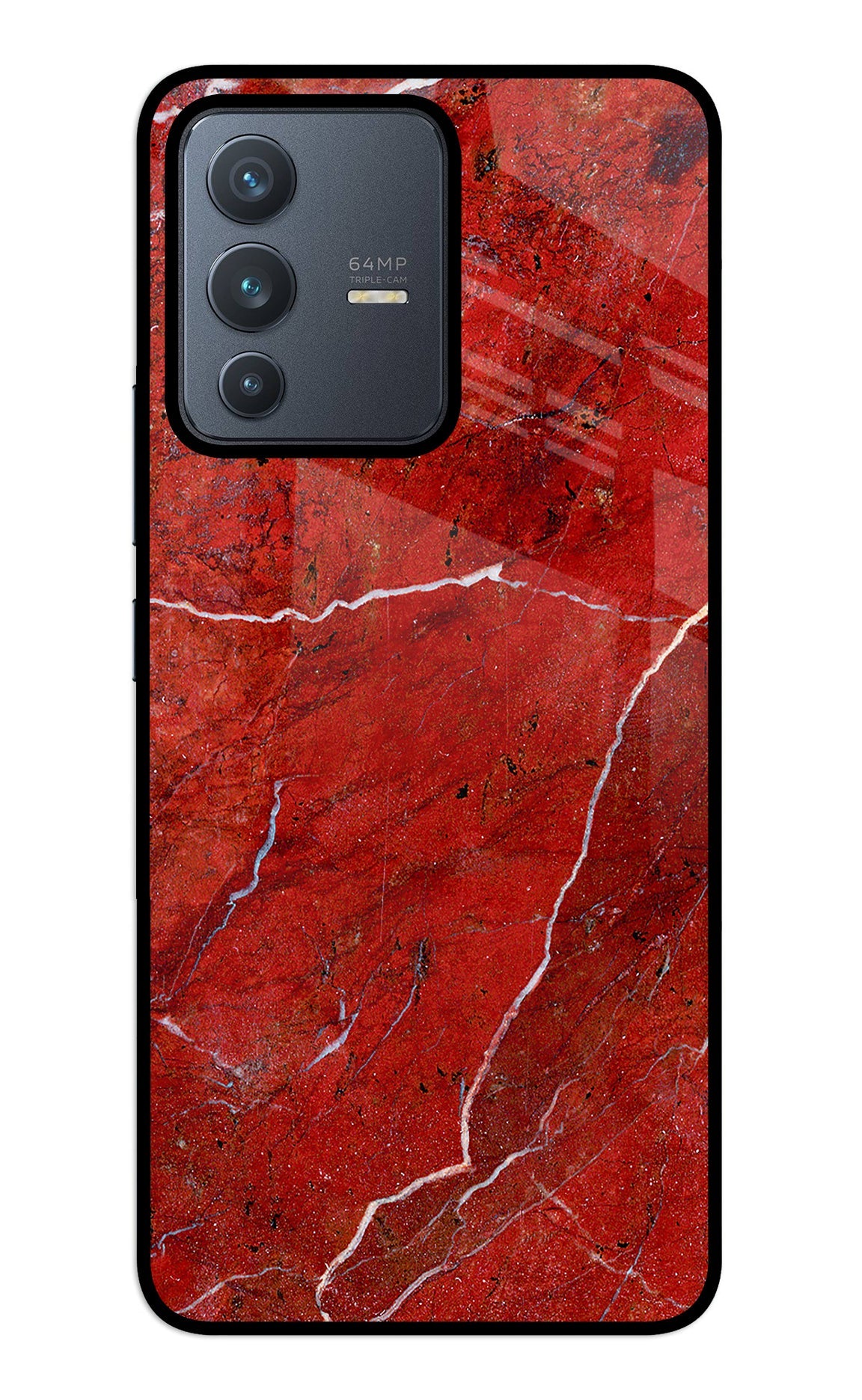 Red Marble Design Vivo V23 5G Glass Case